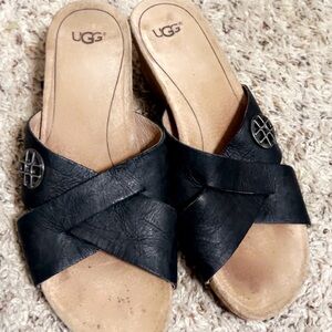 UGG Women's Black Leather Sandals